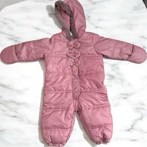 First Impressions Pink Baby Snowsuit with Hood